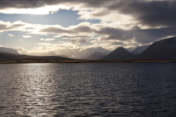 Sunset over Eyjafjordur (near Akureyri) , Northern Iceland