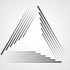triangle Logo with speed lines. Triangular unusual icon Design .frame with Vector stripes .