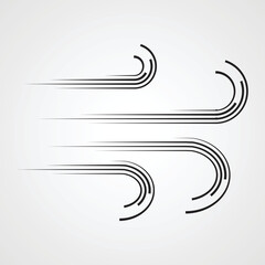Wind blow icon . Weather symbol .Speed Lines . Vector Illustration . Design element . Abstract Geometric shape . 