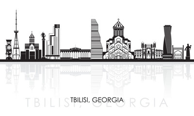 Obraz premium Silhouette Skyline panorama of city of Tbilisi, Georgia - vector illustration