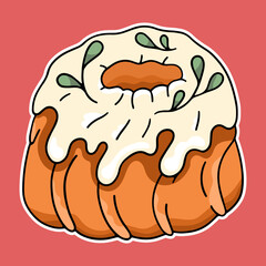 Christmas cupcake, traditional Christmas food, vector desing element, hand drawn