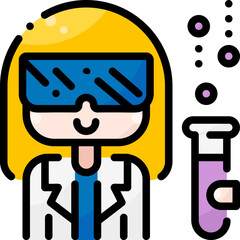 Scientist female professional career avatar profile filled color line icon