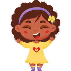 Dark-skinned happy joyful girl.   emotion