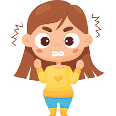 Angry girl. Female character emotion
