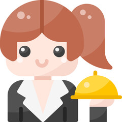 Obraz na płótnie Canvas Waitress female professional career avatar profile flat icon