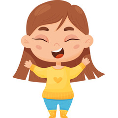 Happy joyful girl. Female character emotion