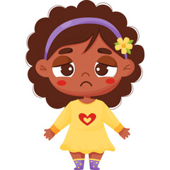 Emotion. Sad dark skinned girl.
