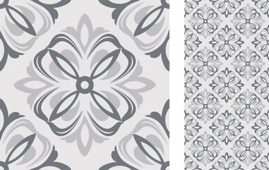 Seamless Azulejo tile. Portuguese and Spain decor. Ceramic tile. Seamless Floral pattern. Vector hand drawn illustration, typical portuguese and spanish tile