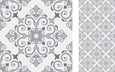 Seamless Azulejo tile. Portuguese and Spain decor. Ceramic tile. Seamless Floral pattern. Vector hand drawn illustration, typical portuguese and spanish tile - 548040737