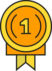 number on medal with ribbon award illustration