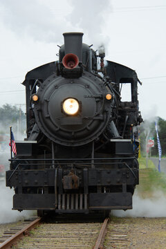 Steam Train Engine coming toward camera on Oregon Coast, UsA © Cliff