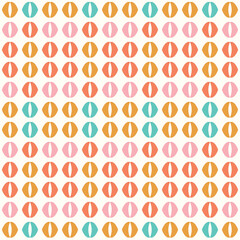 Abstract retro geometric background. Vector seamless repeat pattern of curved shapes. 