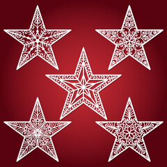 Openwork Christmas star. Template for laser cutting of paper, wood, metal. For the design of Christmas and New Year decorations, Christmas decorations, postcards, interior decorations, stencils, silks