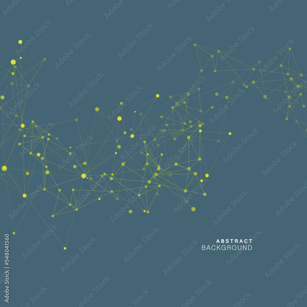 Aufkleber Abstract connecting dots and lines. Futuristic line fractal triangle. Low poly vector background