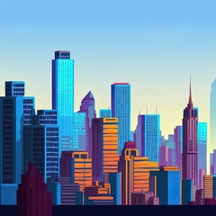 Obraz premium City skyscraper view cityscape background skyline with copy space