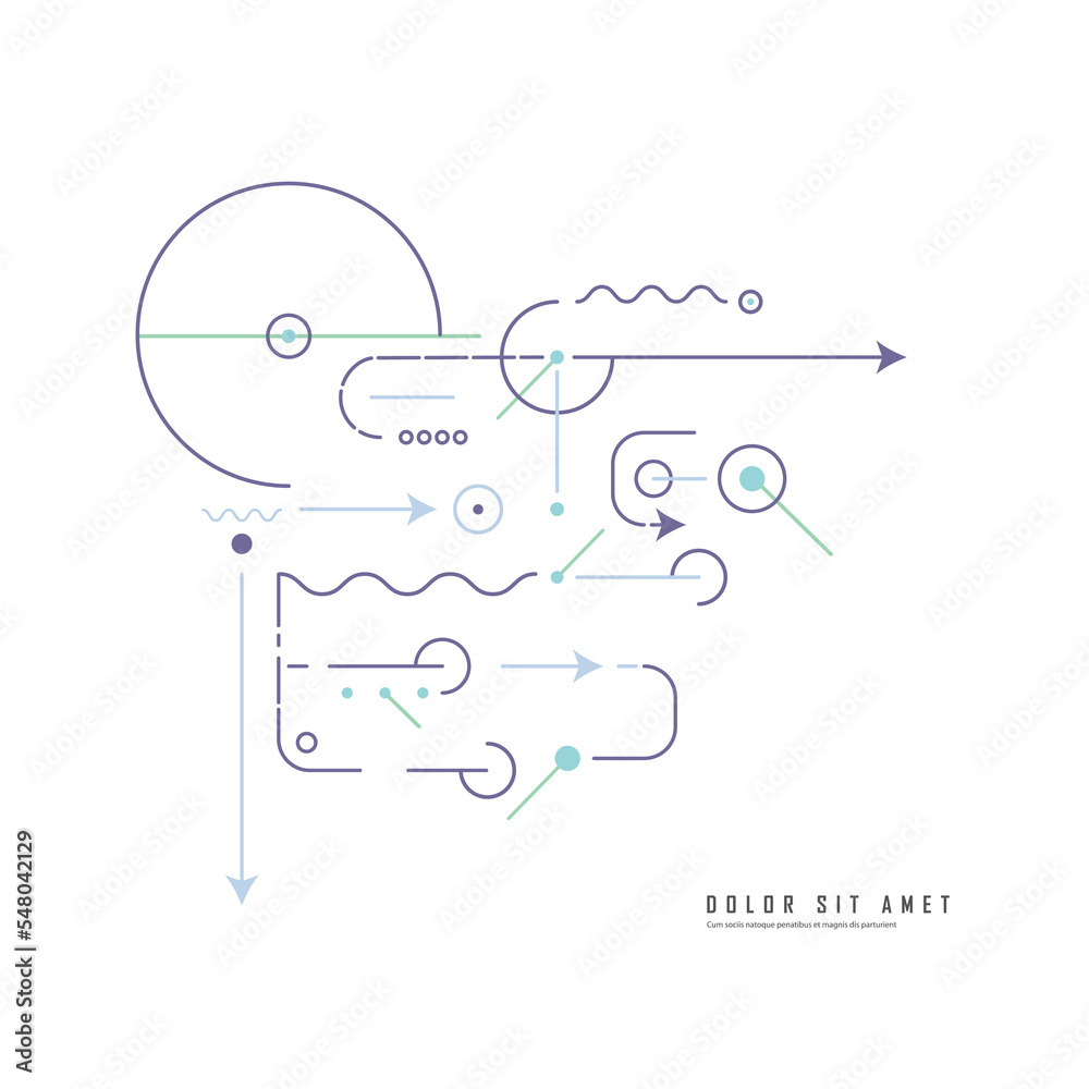 Poster Abstract modern geometric background. Connect geometry lines and circles and other shapes