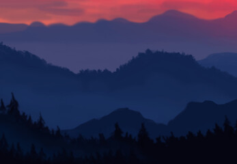 Landscape background. Abstract art template. Vector illustration.