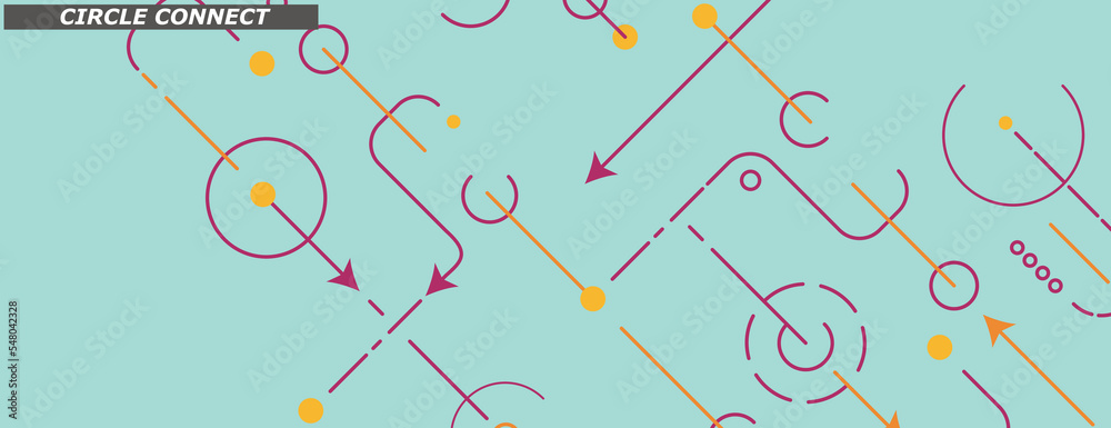 Aufkleber Creative illustration with geometric shapes and lines and arrows. Vector technology design. Connect creative background