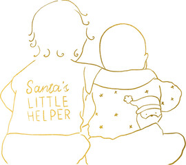 Christmas Newborn - Gold PNG baby, my first Christmas postcard, baby in Santa Claus hat. Baby shower, invitation, transparent, isolated