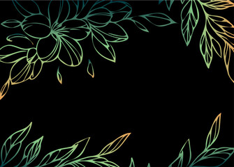 Luxury gold floral background vector.Golden and green gradient Roses and peonies flower line art wallpaper design for prints, cover, wall arts, greeting card, wedding cards, invitation.