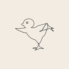 chicken ballet line art logo vector design illustration.
