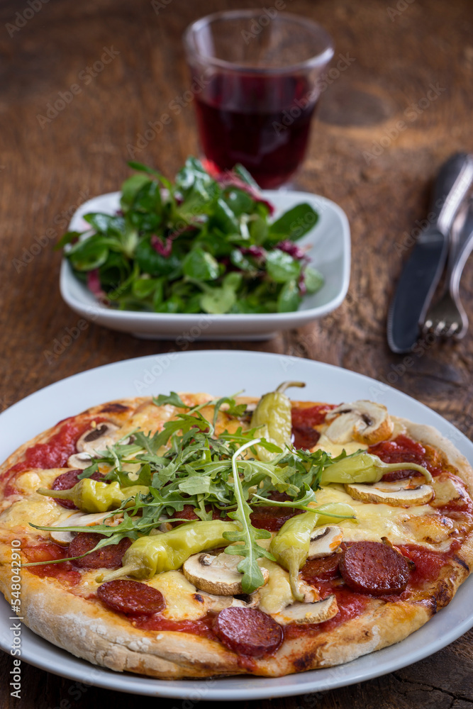 Poster pizza with salami