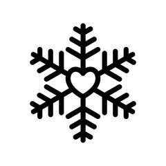 Snowflake with heart outline icon. Vector graphics