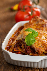 lasagna in a casserole