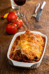 lasagna in a casserole