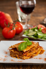 lasagna on a white plate