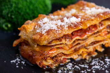 lasagna on slate