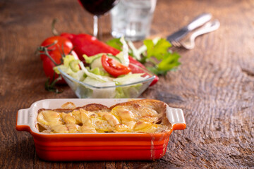 potato gratin in a casserole