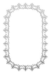 イラスト素材: アンティーク、ビンテージの長方形シルバーメタリックのフレーム。銀色の飾り罫オーナメント