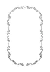 イラスト素材: アンティーク、ビンテージの長方形シルバーメタリックのフレーム。銀色の飾り罫オーナメント