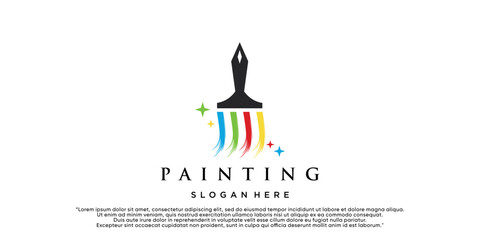 Painting logo design renovation icon, painting home services icon,full color and unique Premium Vector
