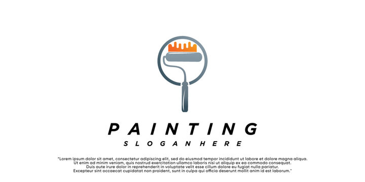 Painting logo design renovation icon, painting home services icon,full color and unique Premium Vector