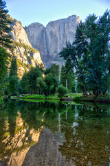 Reflection in Merced River, Yosemite National Park, California, USA