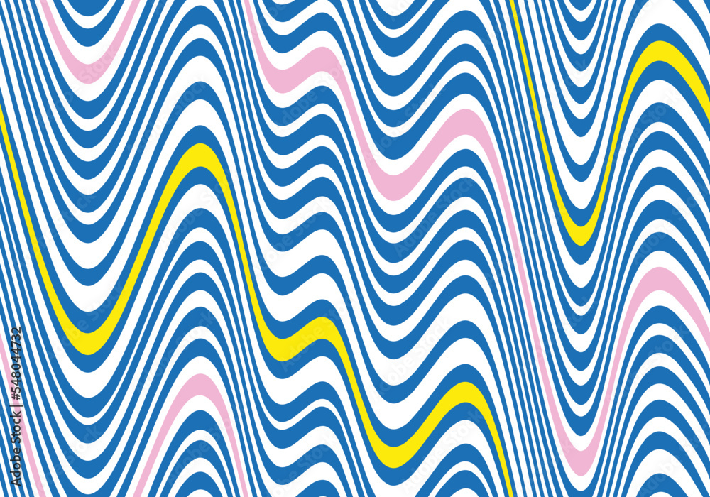 Leinwandbilder Seamless Pattern with Waves in Psychedelic Colors. Abstract Vector Trippy Swirl Background. 1970 Aesthetic Texture with Flowing Waves