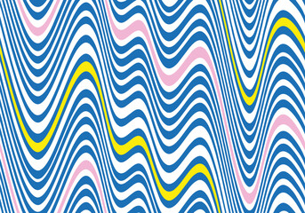 Seamless Pattern with Waves in Psychedelic Colors. Abstract Vector Trippy Swirl Background. 1970 Aesthetic Texture with Flowing Waves