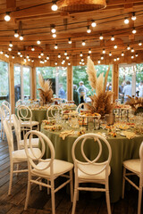 Banquet hall for weddings, banquet hall with atmospheric decor