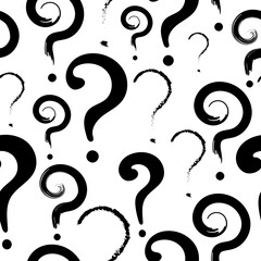 Black and white question mark vector seamless pattern