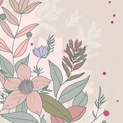 Elegant floral background with hand drawing soft flower and leaves