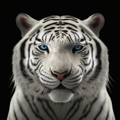 Obraz premium 3d render of white bengal tiger portrait isolated on black background