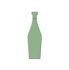 Bottle of vermouth, great design for any purposes. Flat style. Color form. Party drink concept. Icon bottle with cap on white backgrounds. Simple image shape with a thin line of shadow
