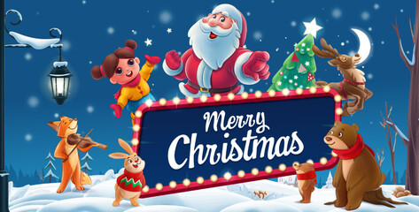 santa claus with his friends on christmas day - 548049379