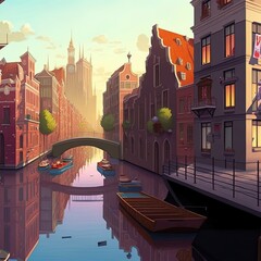 Photo of a canal of a city