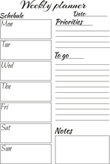 Notes, plans, goals, tasks, reminder, schedule. Personal weekly.