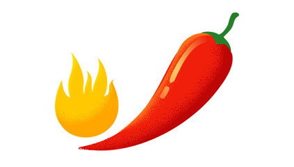 Vector chilli pepper in retro style. Vector vintage emblem with red chili pepper with flame. Logo of Chilli with fire in vintage style.