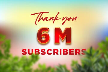 6 Million  subscribers celebration greeting banner with Fruity Design