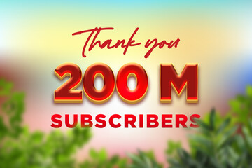 200 Million  subscribers celebration greeting banner with Fruity Design